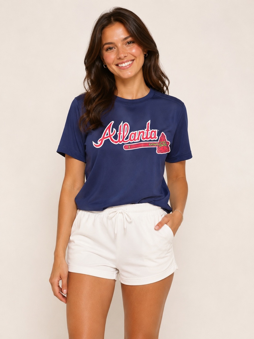Majestic brand Atlanta Braves shirt women’s size large Men’s size medium